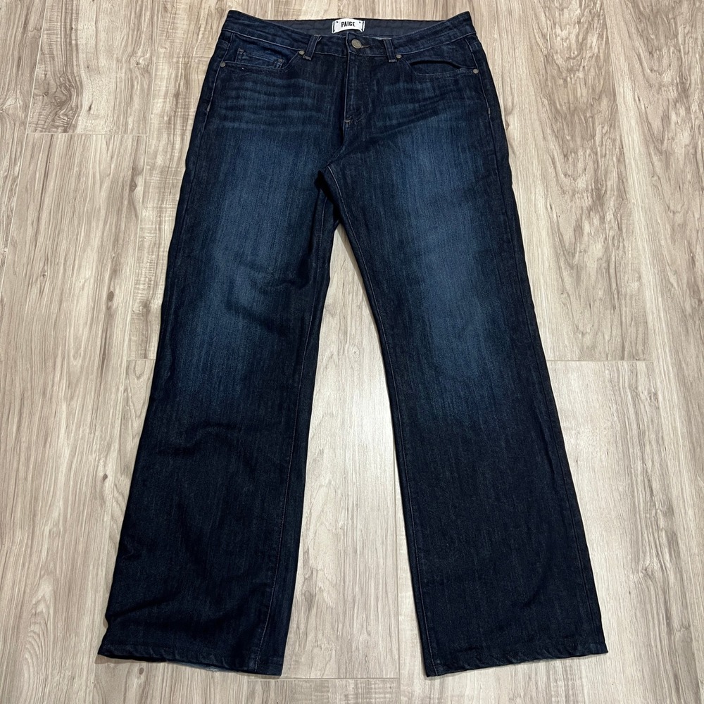 PAIGE Men's Straight Leg Jeans Size 33 Dark Wash Blue Made In USA